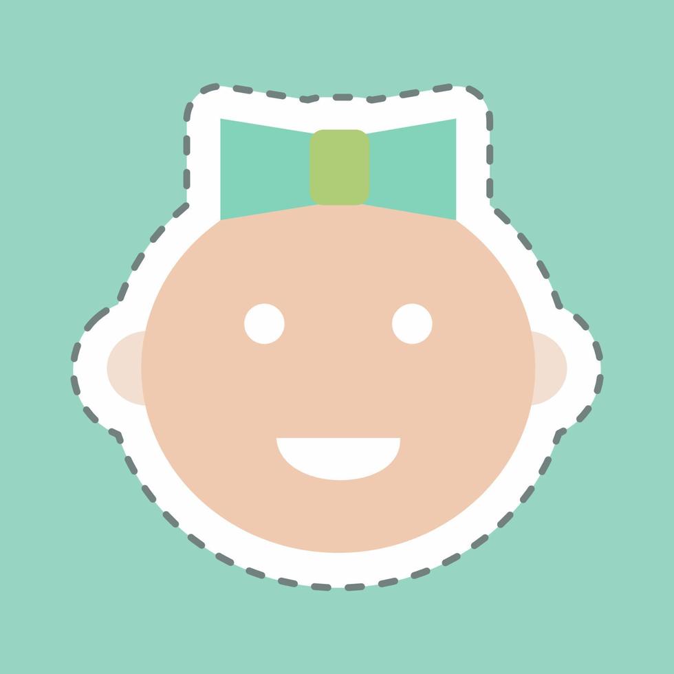 Sticker Baby Girl, Line Cut - Simple illustration vector