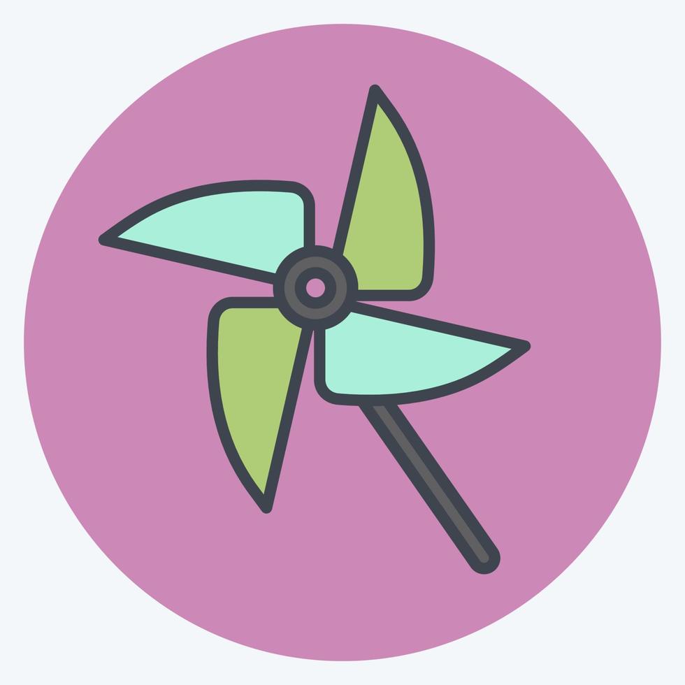 icono de ventilador de juguete - estilo mate de color - ilustración simple vector