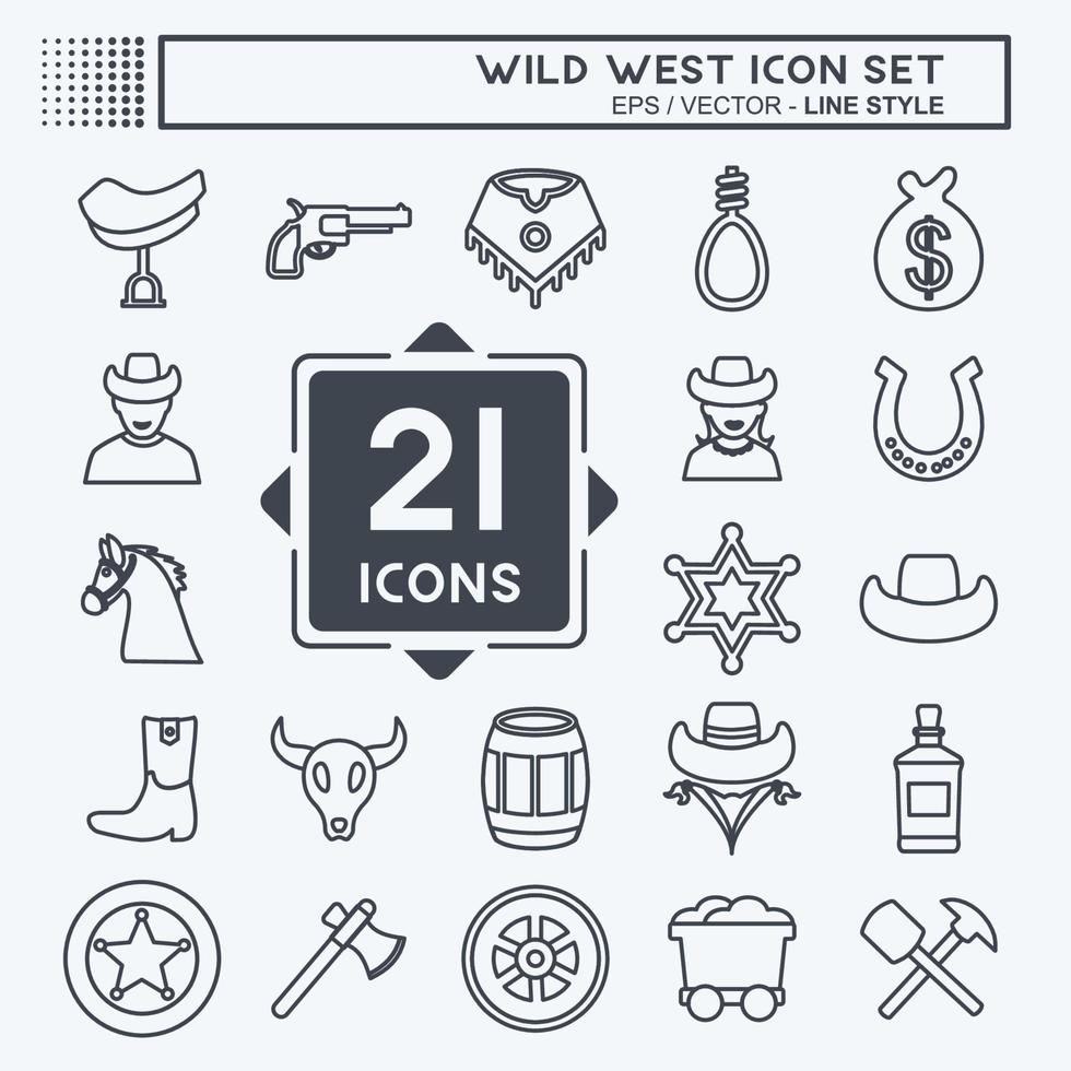 Icon Set Wild West - Line Style - Simple illustration, Good for Prints , Announcements, Etc vector