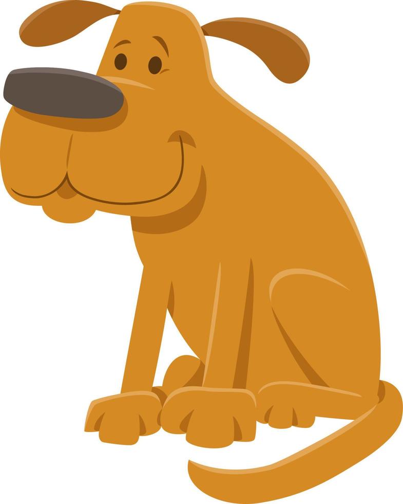 cartoon sitting yellow dog animal character vector