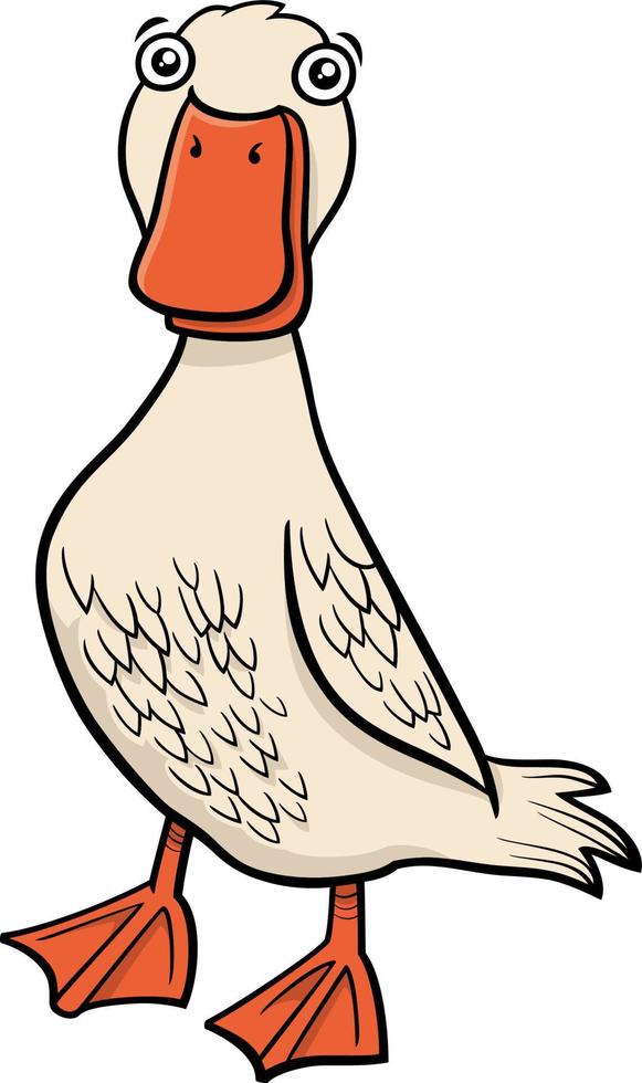 cartoon duck bird farm animal character vector