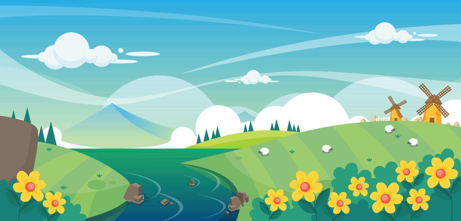 paisaje de fondo de primavera vector