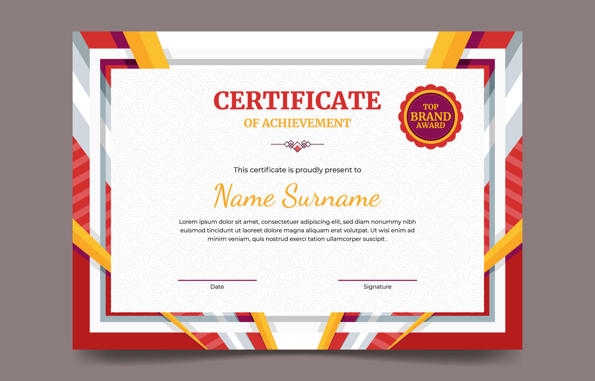 Red Certificate Template With Flat Design Style 4789096 Vector Art At