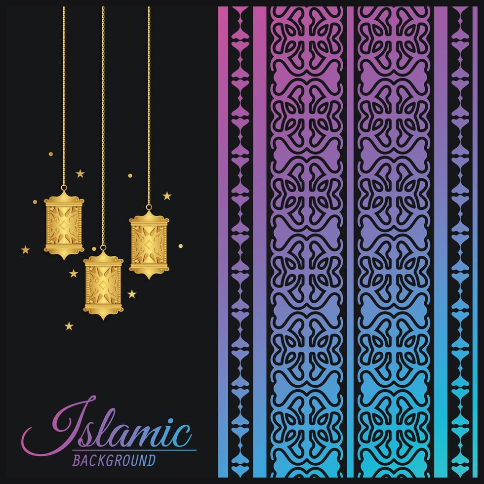 Gradient and dark islamic background with ornament pattern vector