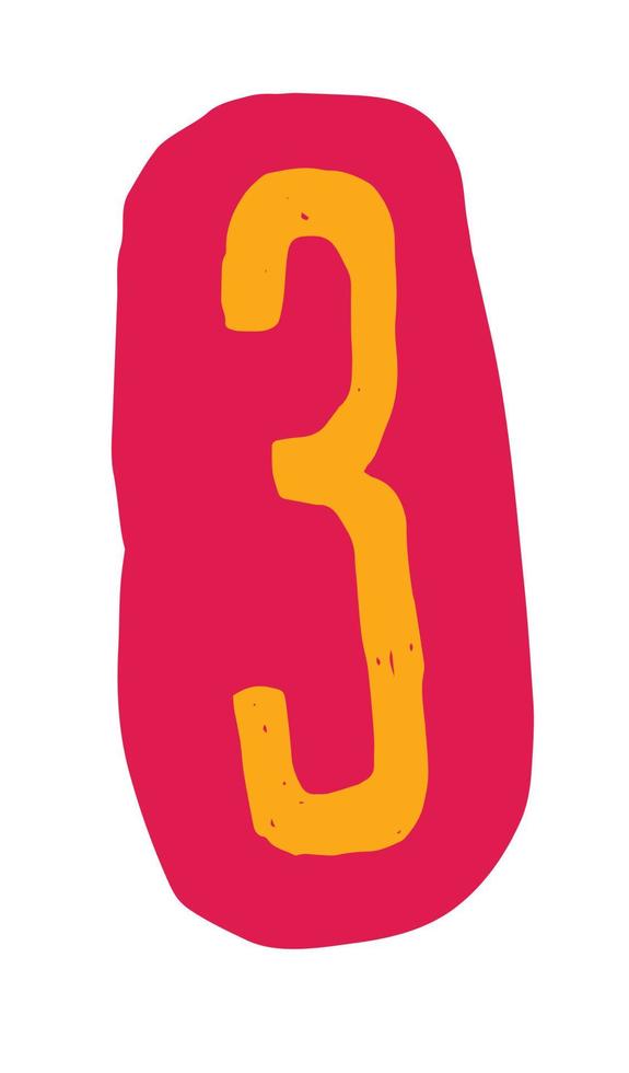 Figure Three in a cartoon style. Vector. Image on white background. Logo for the company. vector