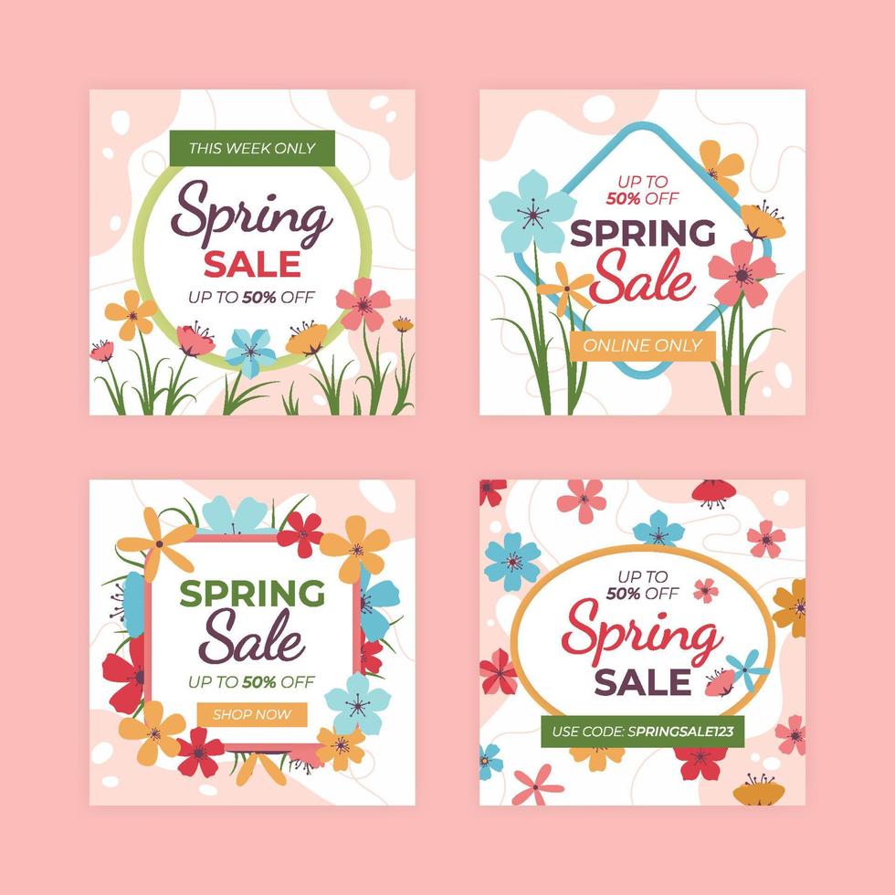 Spring Sale Social Media Post Template vector