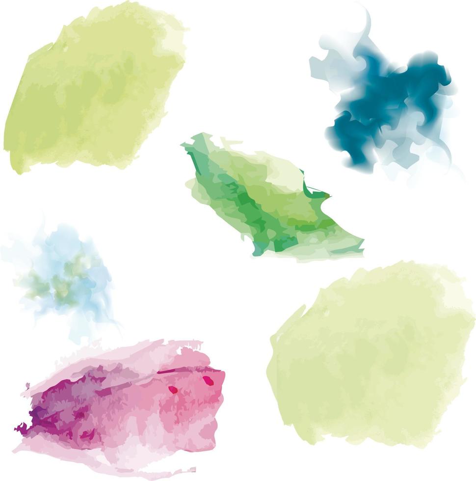 Set Watercolor Stains Green Purple Pink Backgrounds Abstract Art Background Watercolor Brush texture vector