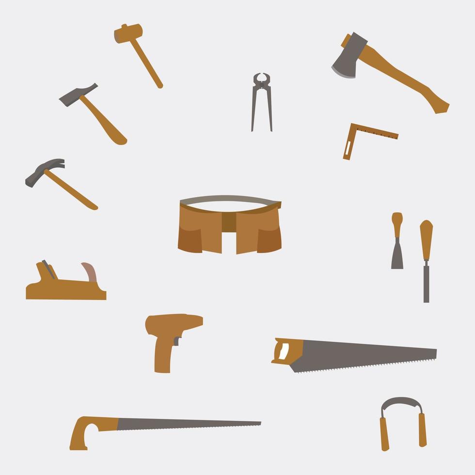 A set of carpentry tools. vector