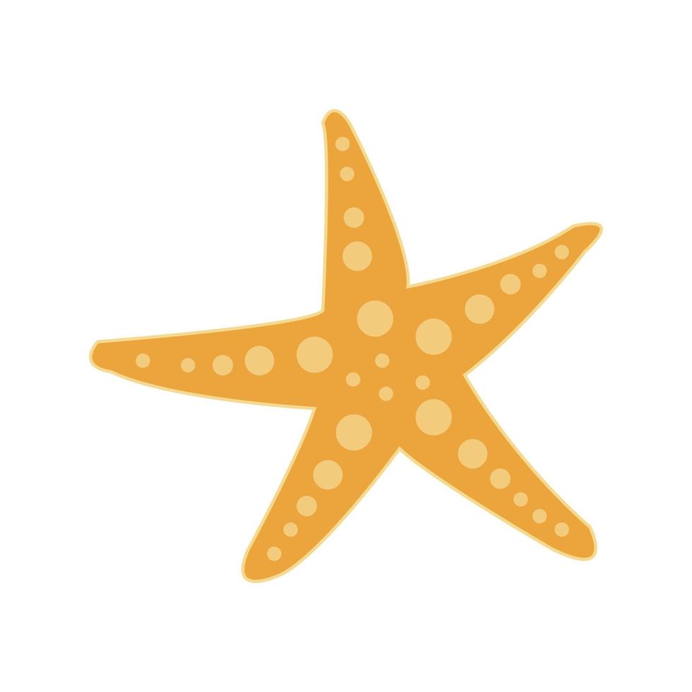 Starfish yellow in flat style. vector