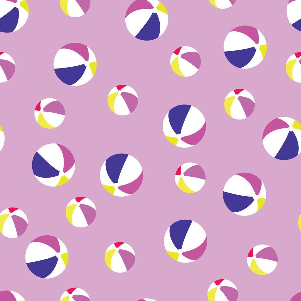 Beach ball icon seamless pattern on lilac background vector