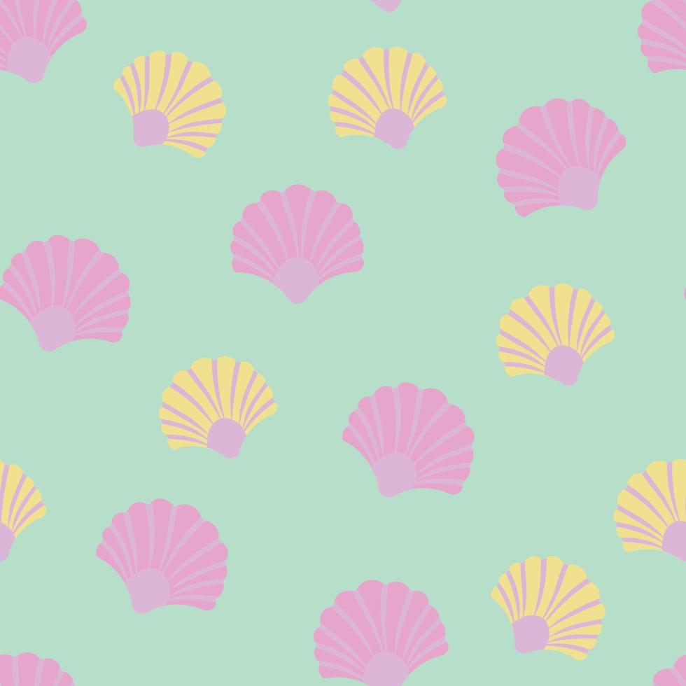 Seamless pattern with seashells. Marine background. vector