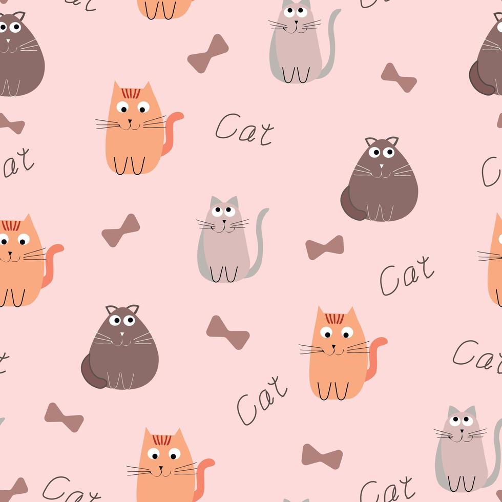 Pattern with cats. Kittens red gray pink. vector