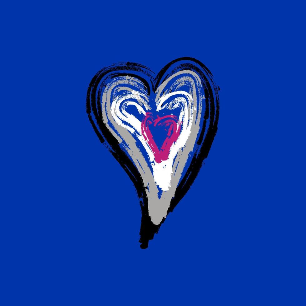 Heart of love, on a blue background. Hearts black, white, pink, purple. Valentine's day, LGBT community. Attributes asexual. vector