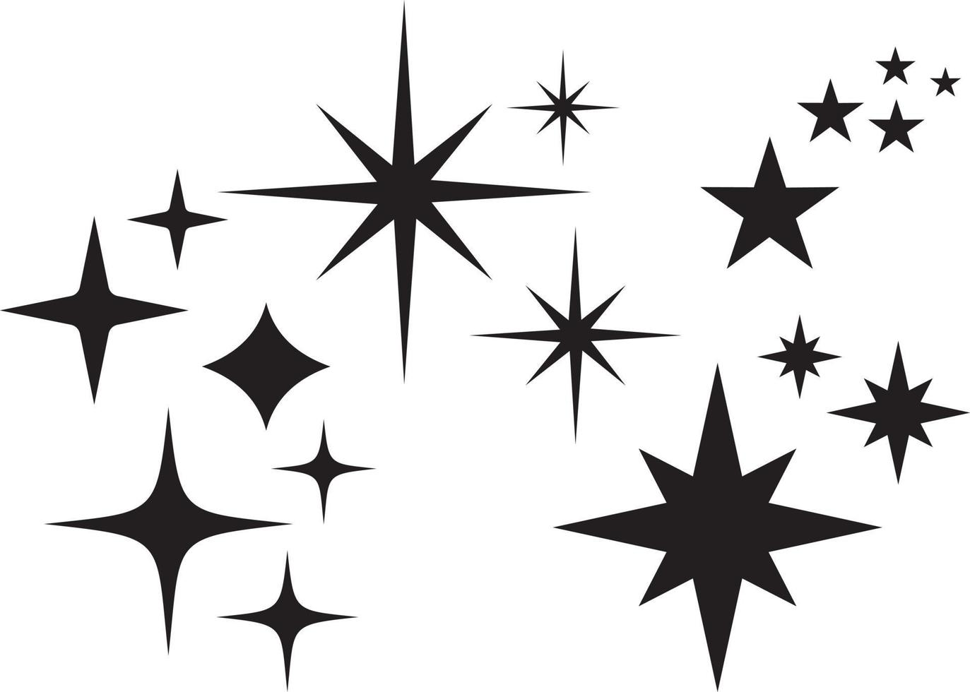 paquete de estrellas silueta vector