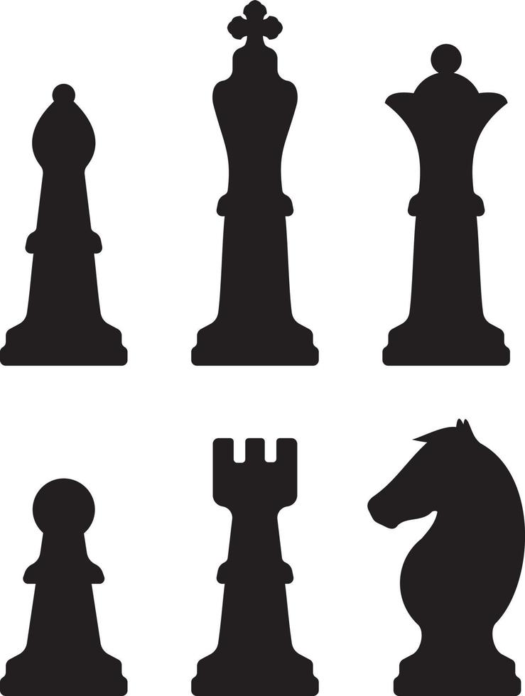 Chess Pieces Silhouette Set Stock Vector - Illustration of design