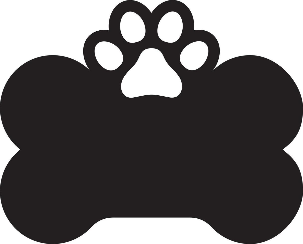 Dog bone with paw. Black name tag vector