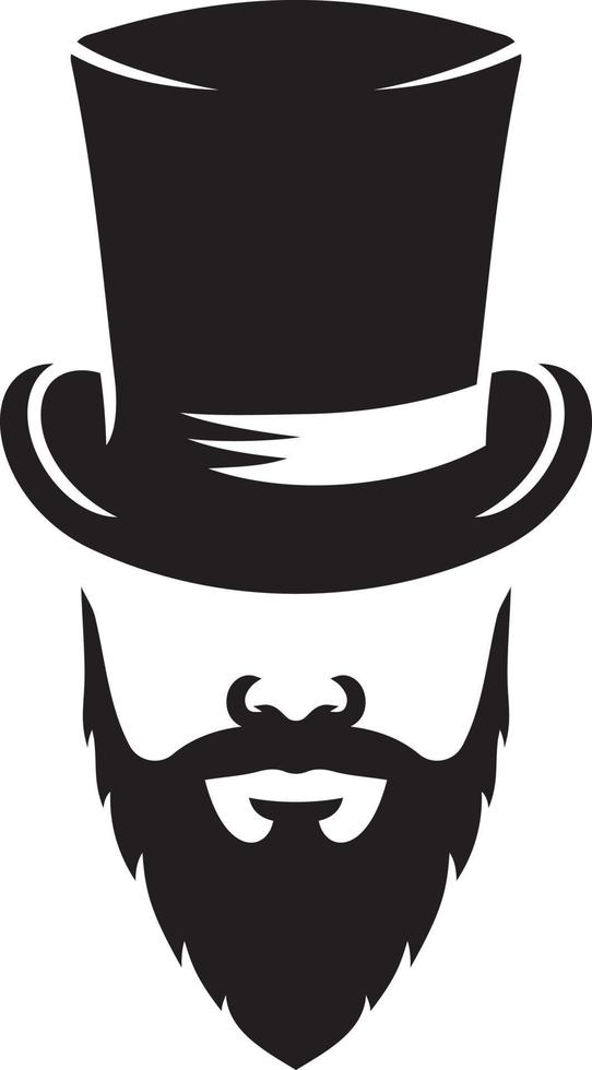 Hipster with top hat and beard vector