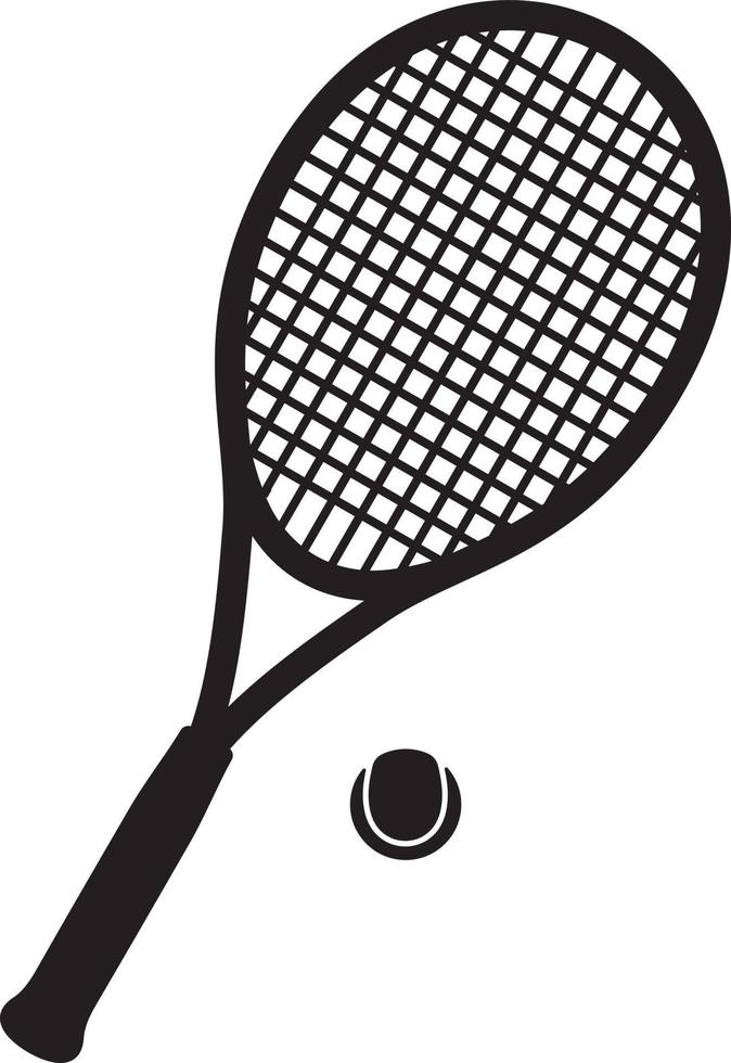 Tennis racquet and ball silhouette vector