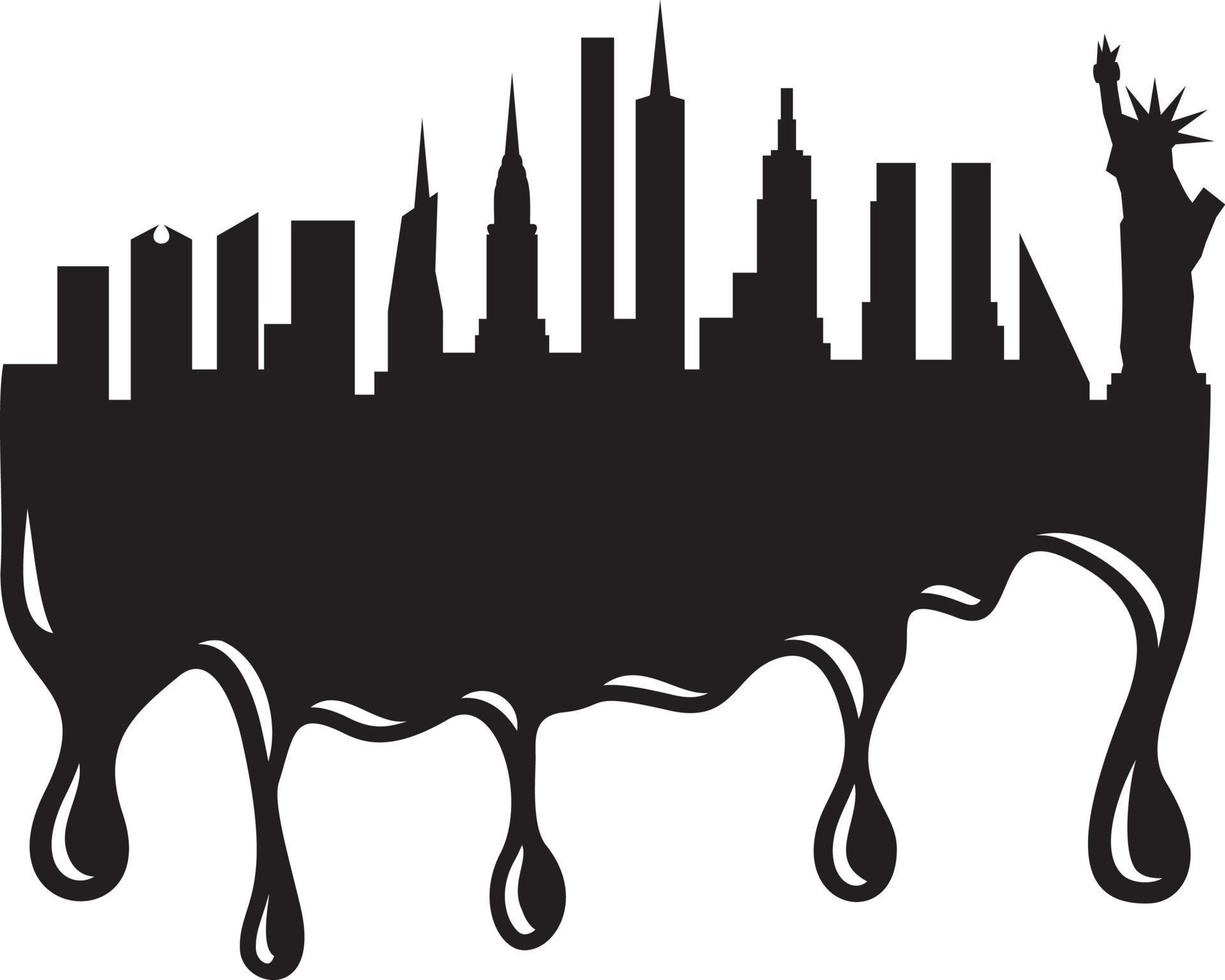 New York skyline silhouette dripping vector