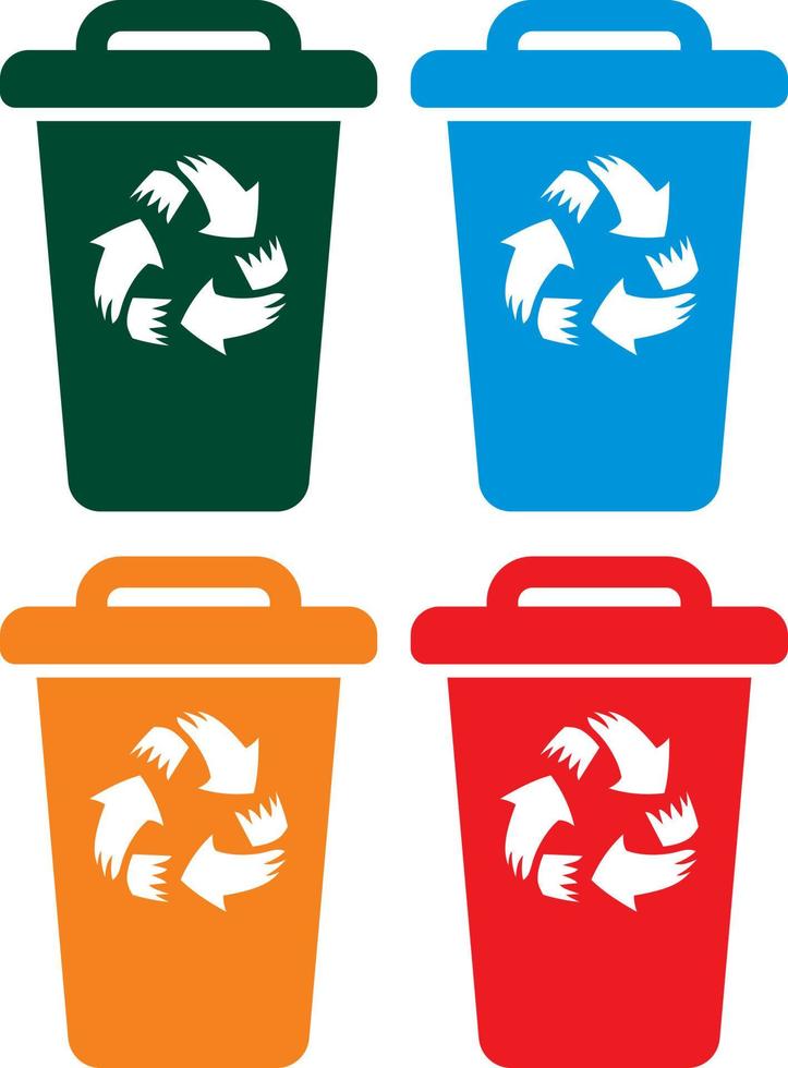 Recycle bin icon set vector