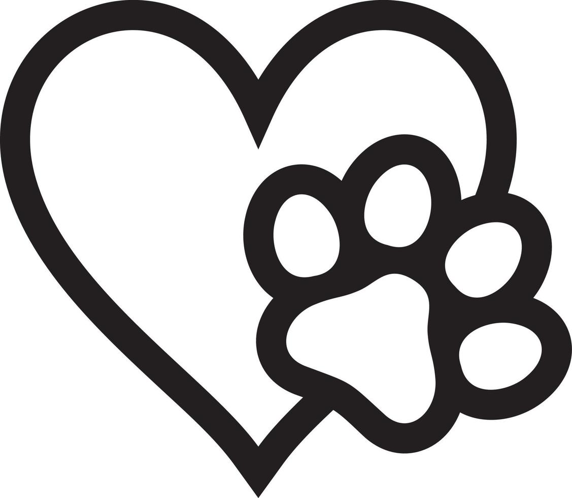 Heart and paw icon vector