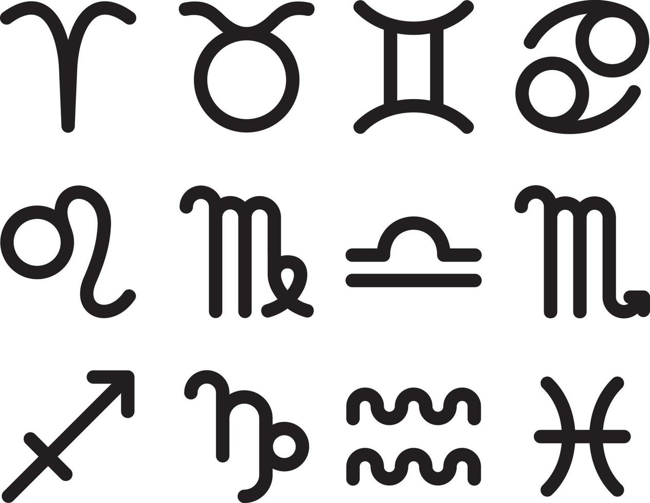 Zodiac signs symbols simple vector