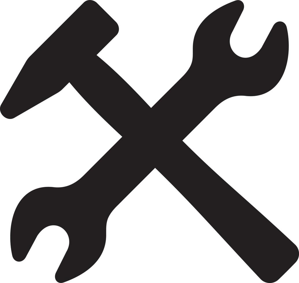 Wrench and hammer silhouette vector