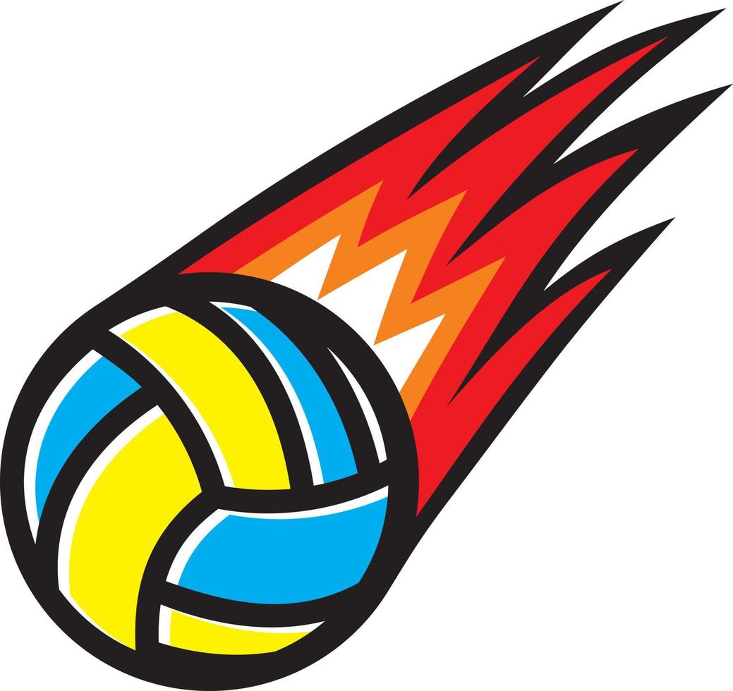 Volleyball ball on fire vector