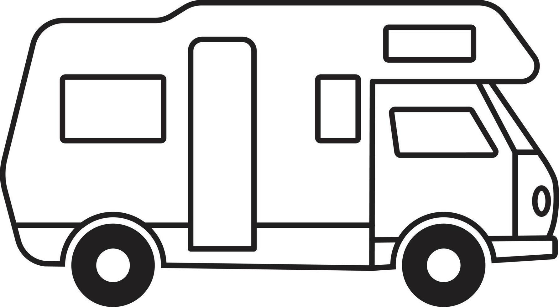 Van camper retro vintage outline vector