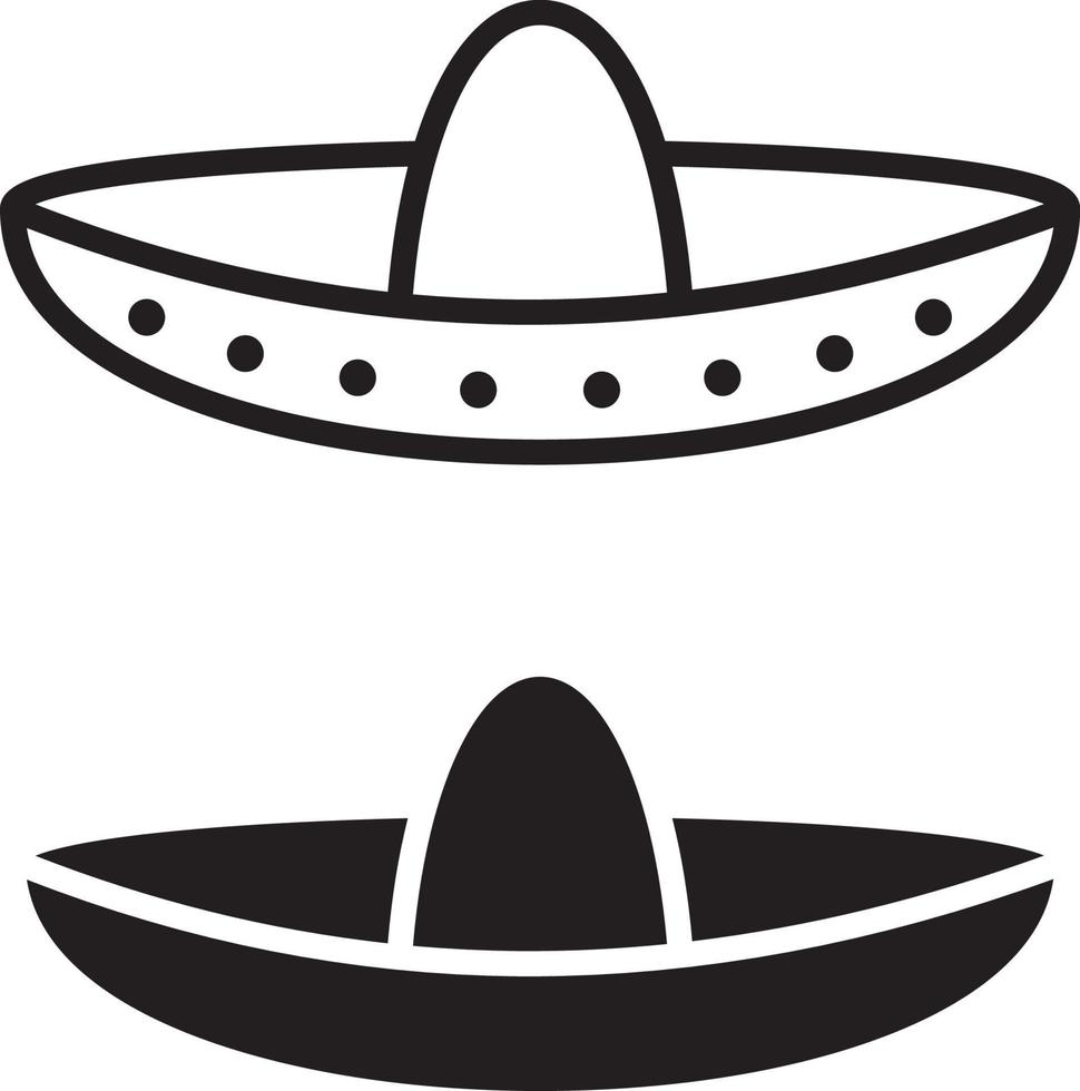 sombrero contorno y silueta vector