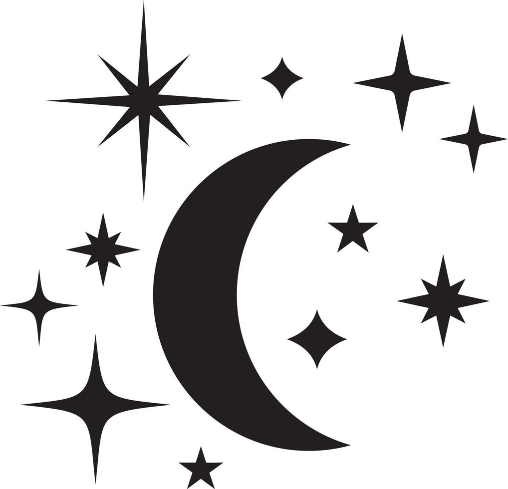 Moon and stars vector