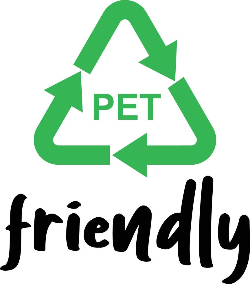 PET friendly and recycling sign vector