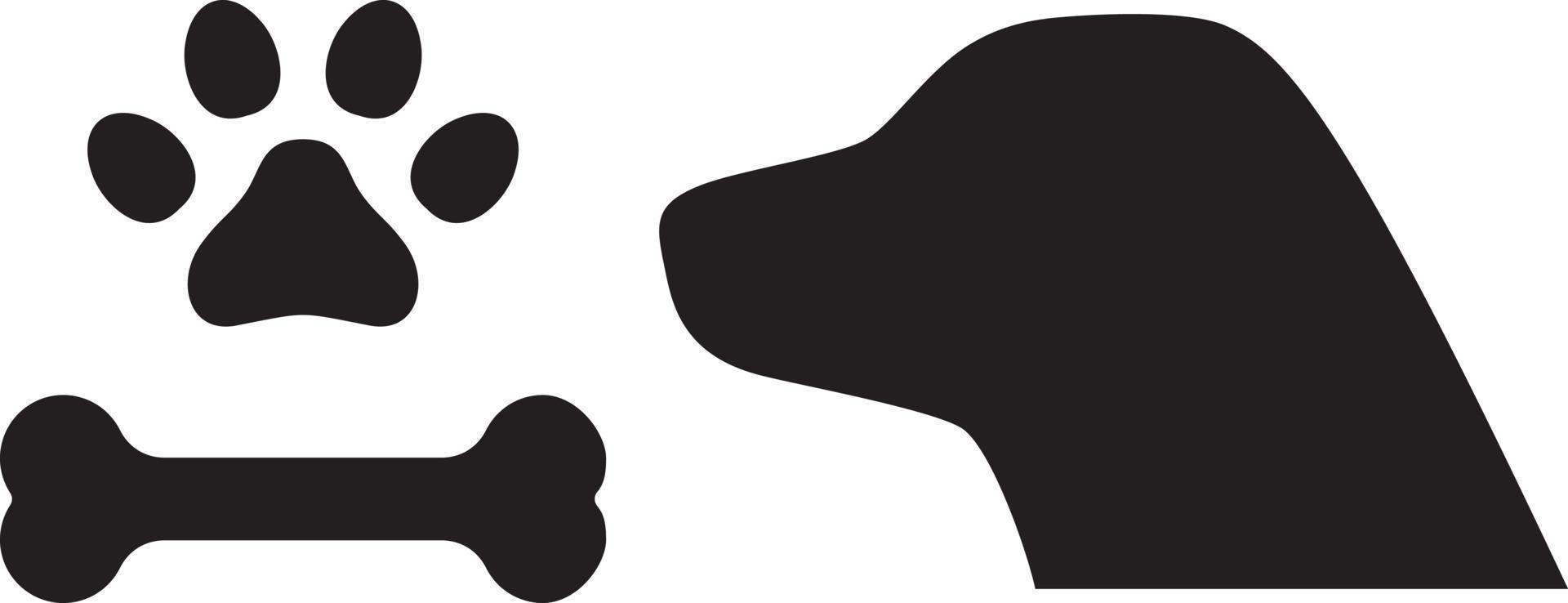 Dog, bone and paw silhouette vector