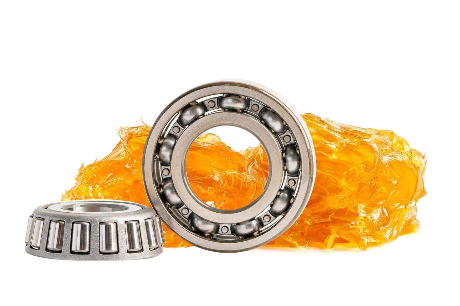 Ball bearing stainless with grease lithium machinery lubrication for automotive and industrial  isolated on white background with clipping path photo