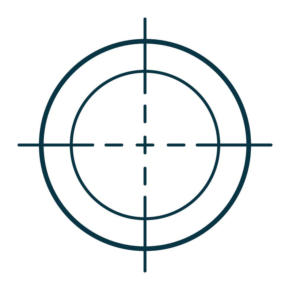 Sniper viewfinder from circle goal, military shot. Point sight, killer. Vector line
