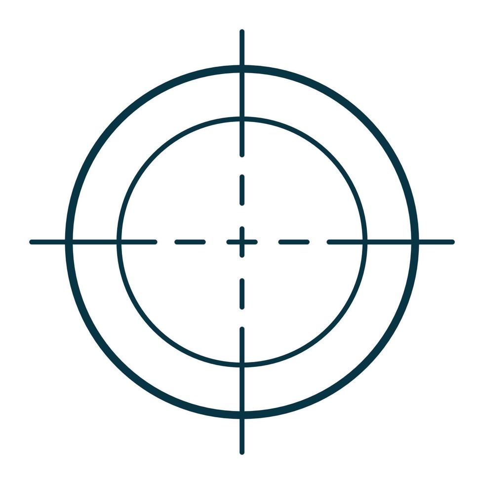 Sniper viewfinder from circle goal, military shot. Point sight, killer. Vector line