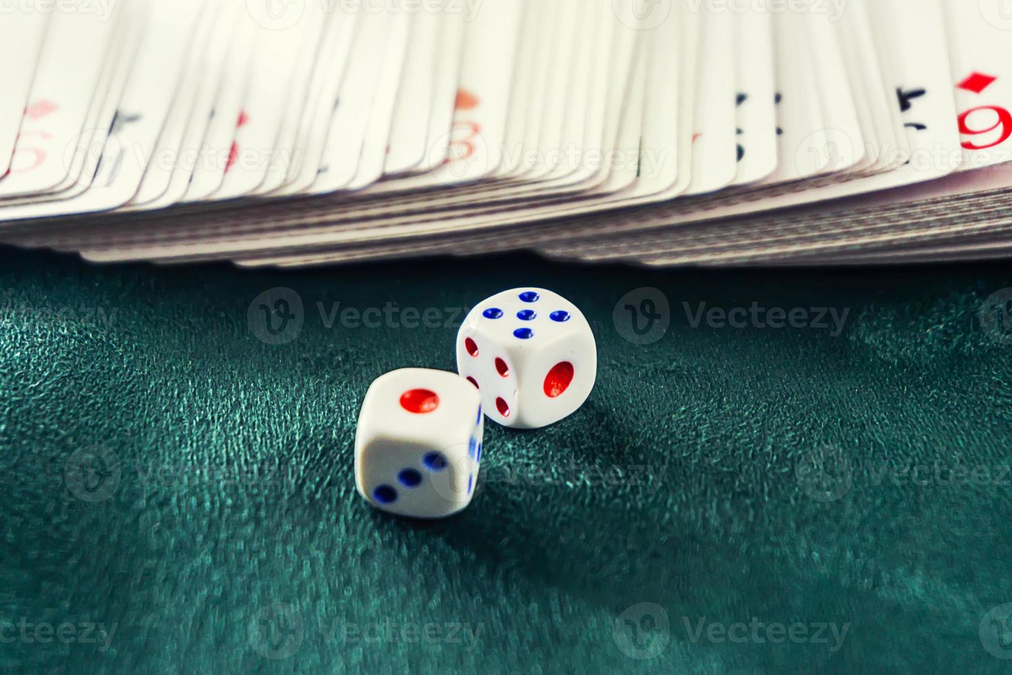 dice with cards on the table photo