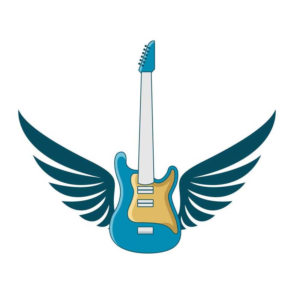 gráfico de vector de ilustración del logotipo de la tienda de guitarra. perfecto para usar en compañía de música