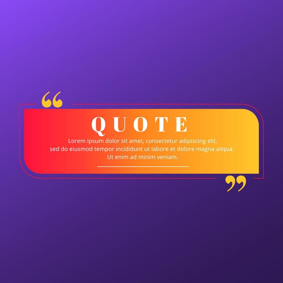 Quote blank frame vector template. Red, orange and yellow gradient speech  bubble. Quotation, citation text box design. Rectangle with rounded and  sharp edges empty textbox background for message, note 4794023 Vector Art