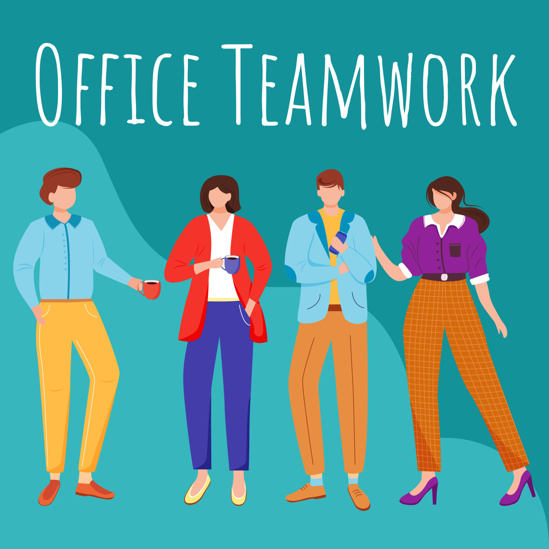 Office teamwork social media post mockup. Colleagues at lunchtime.  Advertising web banner design template. Social media booster, content  layout. Promotion poster, print ads with flat illustrations 4794047 Vector  Art at Vecteezy