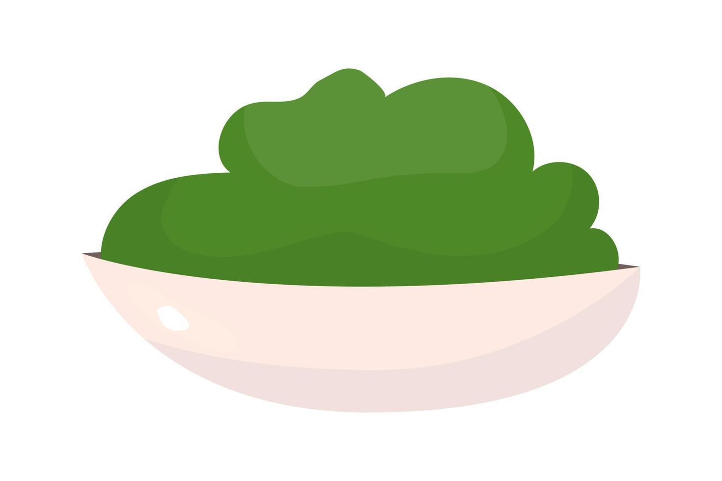 Plate with green muse semi flat color vector object