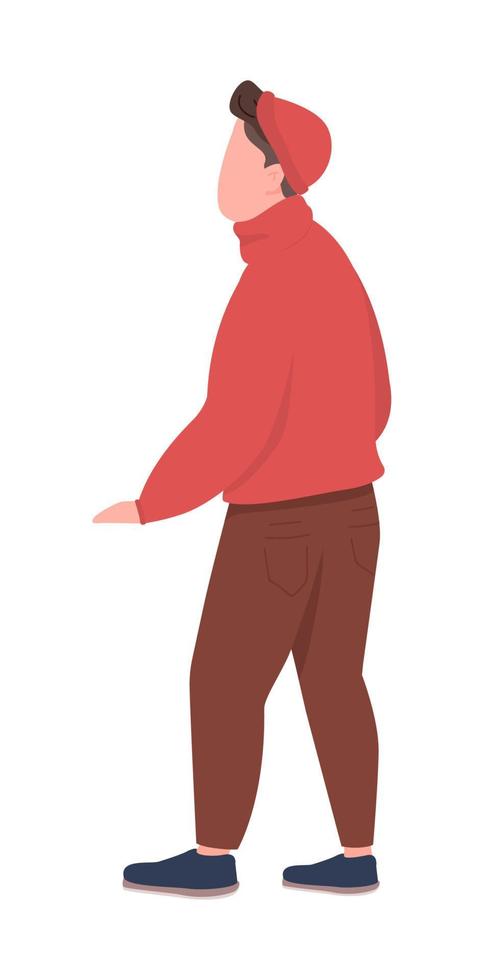 Guy in autumn clothing semi flat color vector character