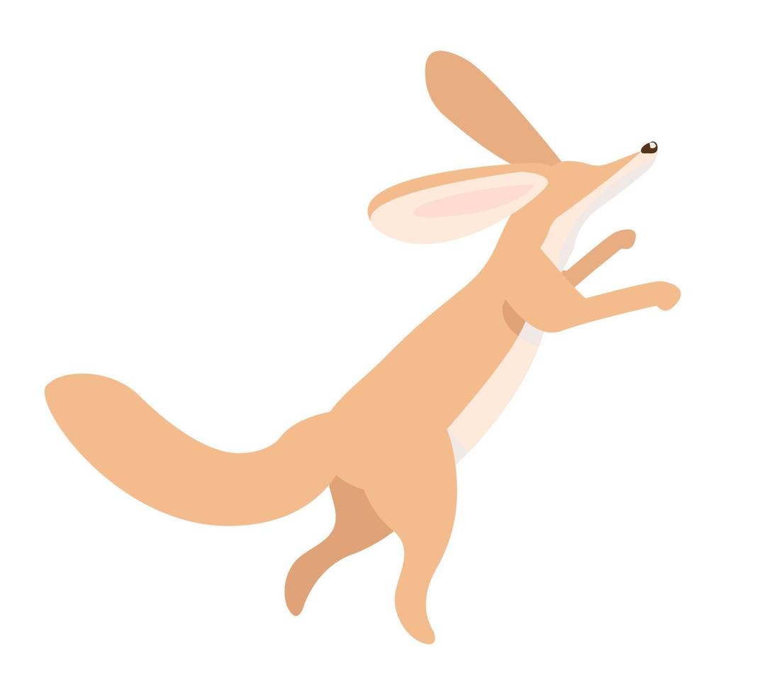 Jumping fennec fox semi flat color vector character