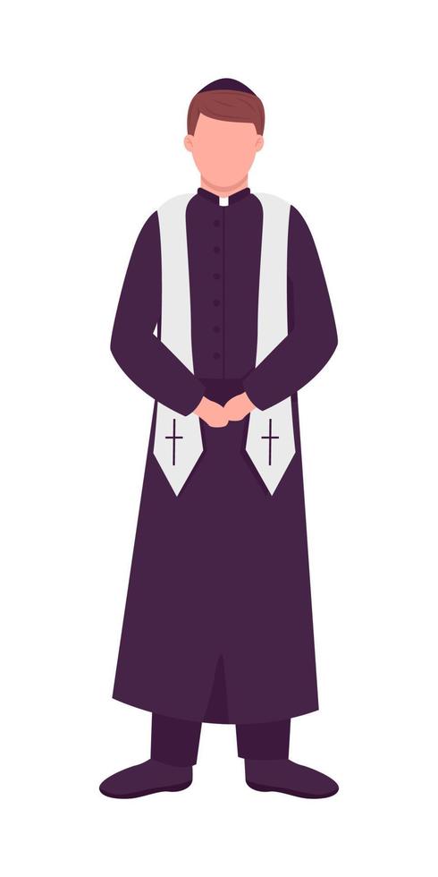 Priest in black robes semi flat color vector character