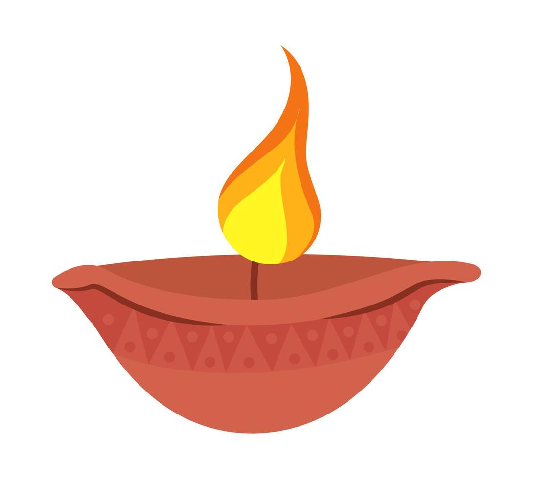 Candle for Diwali holiday semi flat color vector object