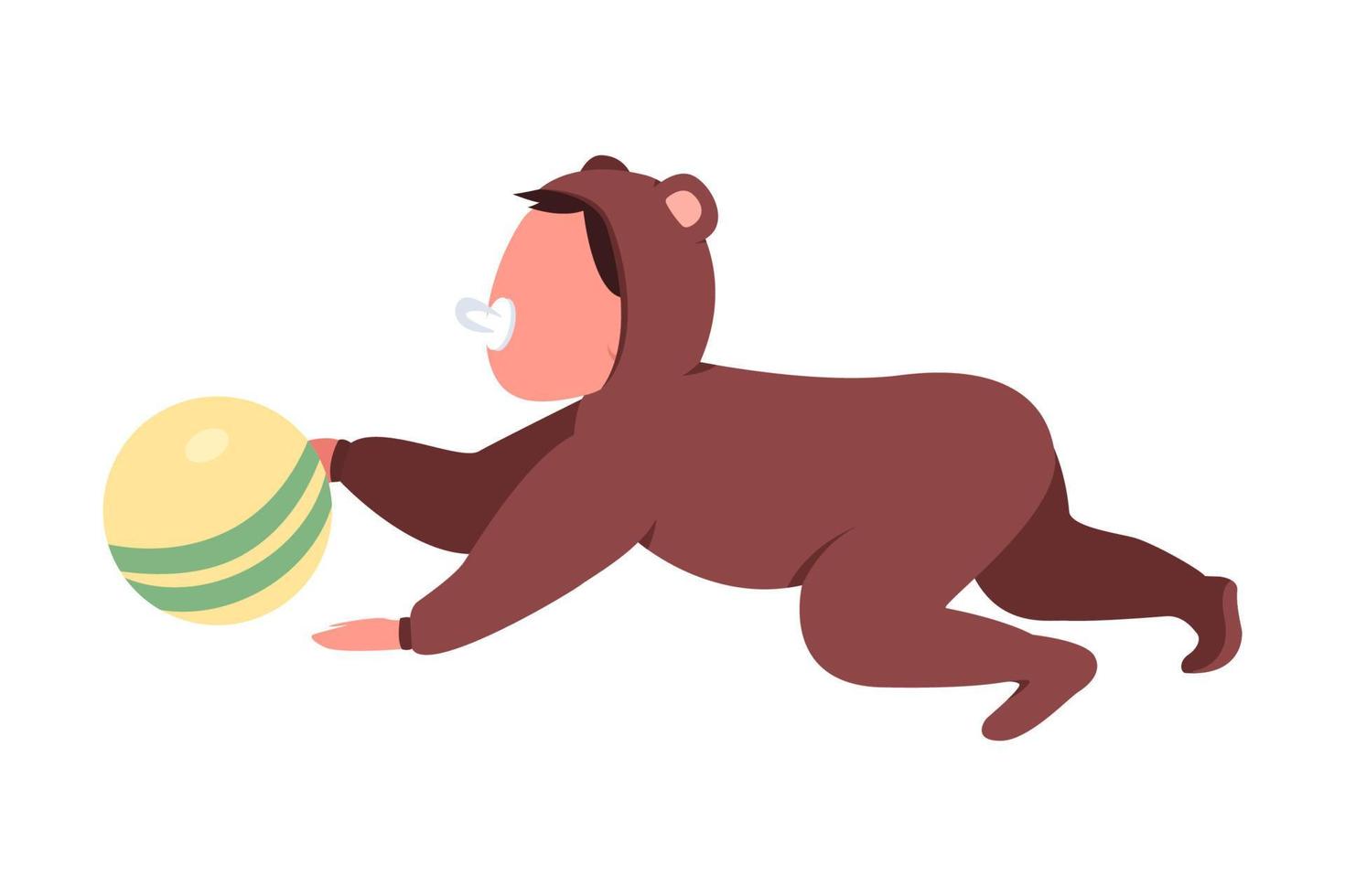 Crawling toddler semi flat color vector character
