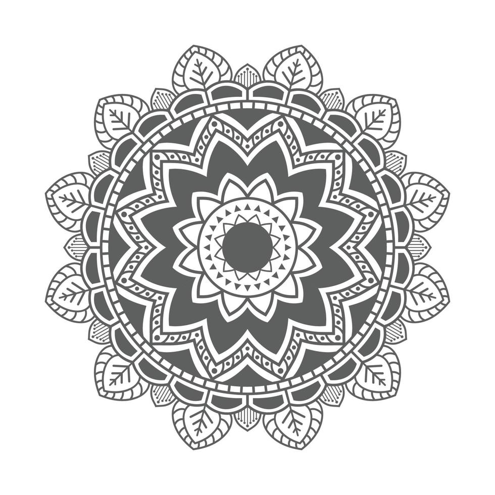 Mandala de hojas en círculo sobre fondo blanco. vector
