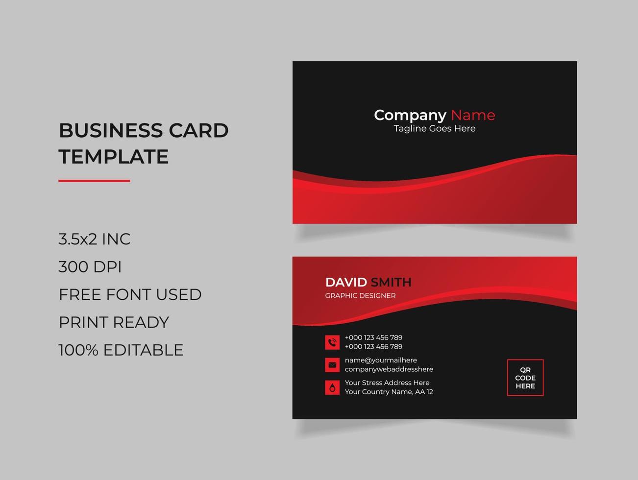 Business card with red gradient vector