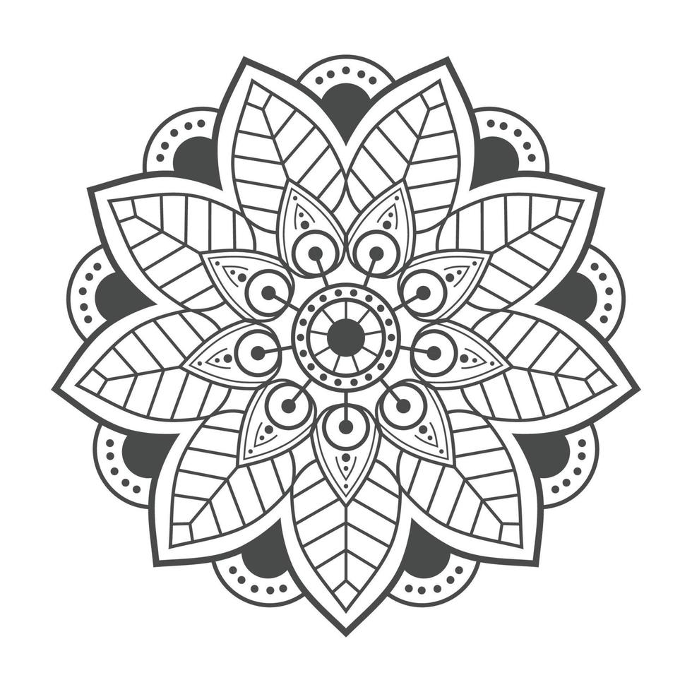 mandala estilo flor hoja para colorear libro vector