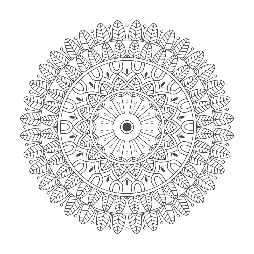 Leaf mandala in circle on white background vector